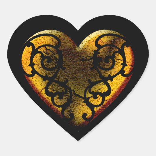 Filigree Gothic Gold Heart Hart Sticker (Voorkant)