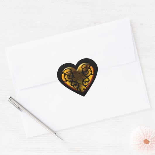 Filigree Gothic Gold Heart Hart Sticker (Envelop)