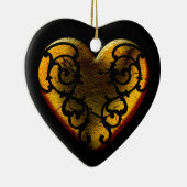 Filigree Gothic Gold Heart Keramisch Ornament (Rechts)