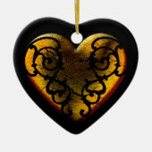 Filigree Gothic Gold Heart Keramisch Ornament (Voorkant)