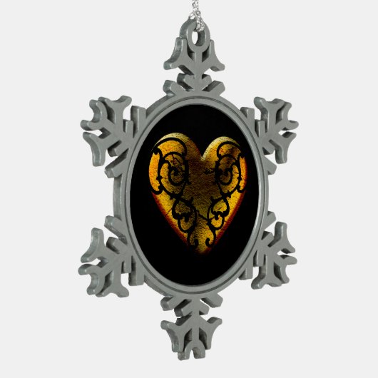 Filigree Gothic Gold Heart Tin Sneeuwvlok Ornament (Links)