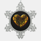 Filigree Gothic Gold Heart Tin Sneeuwvlok Ornament (Voorkant)
