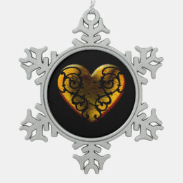 Filigree Gothic Gold Heart Tin Sneeuwvlok Ornament