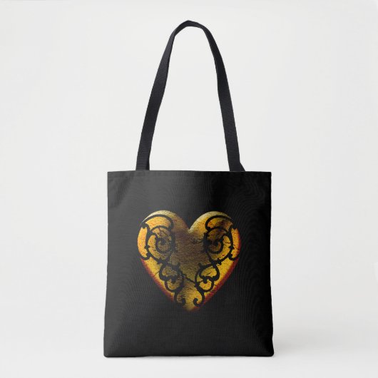 Filigree Gothic Gold Heart Tote Bag (Voorkant)