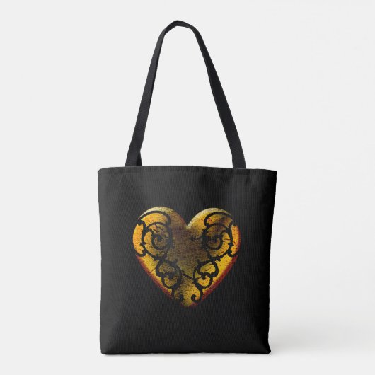 Filigree Gothic Gold Heart Tote Bag (Achterkant)
