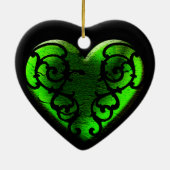 Filigree Gothic Green Heart Keramisch Ornament (Achterkant)