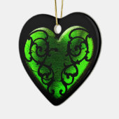 Filigree Gothic Green Heart Keramisch Ornament (Links)