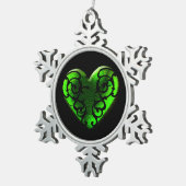Filigree Gothic Green Heart Tin Sneeuwvlok Ornament (Rechts)