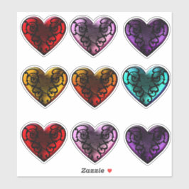 Filigree Gothic Hearts Sticker