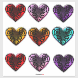 Filigree Gothic Hearts Sticker