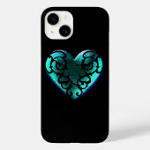 Filigree Gothic Ice Blue Heart Case-Mate iPhone Case (Achterkant)