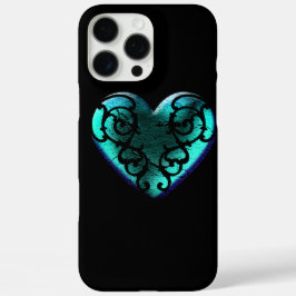 Filigree Gothic Ice Blue Heart iPhone 16 Pro Max Hoesje
