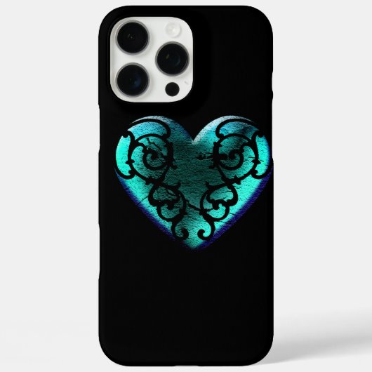 Filigree Gothic Ice Blue Heart Case-Mate iPhone Case (Achterkant)
