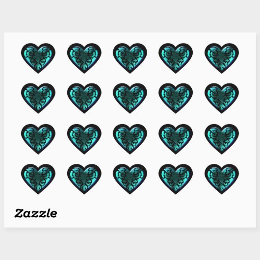 Filigree Gothic Ice Blue Heart Hart Sticker (Vel)
