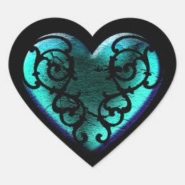 Filigree Gothic Ice Blue Heart Hart Sticker