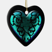 Filigree Gothic Ice Blue Heart Keramisch Ornament (Rechts)