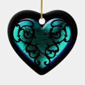 Filigree Gothic Ice Blue Heart Keramisch Ornament (Achterkant)