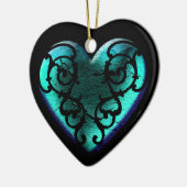 Filigree Gothic Ice Blue Heart Keramisch Ornament (Links)