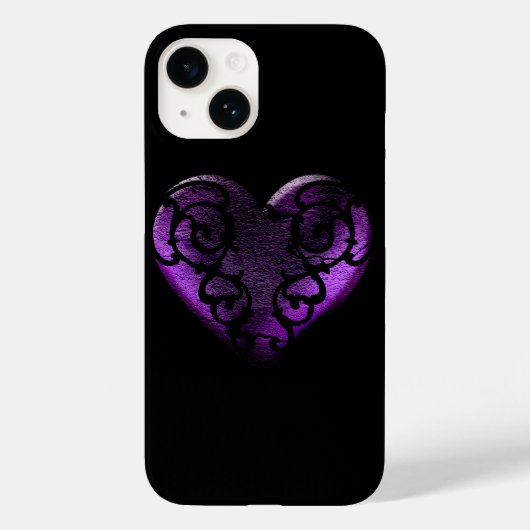 Filigree Gothic Paars Heart Case-Mate iPhone Case (Achterkant)