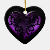 Filigree Gothic Paars Heart Keramisch Ornament (Voorkant)