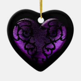 Filigree Gothic Paars Heart Keramisch Ornament