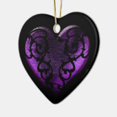 Filigree Gothic Paars Heart Keramisch Ornament (Links)