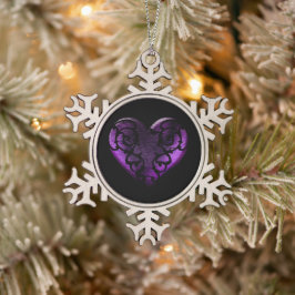 Filigree Gothic Paars Heart Tin Sneeuwvlok Ornament