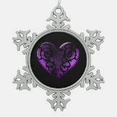 Filigree Gothic Paars Heart Tin Sneeuwvlok Ornament (Voorkant)