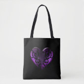 Filigree Gothic Paars Heart Tote Bag (Voorkant)