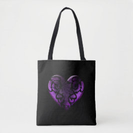Filigree Gothic Paars Heart Tote Bag