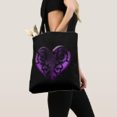 Filigree Gothic Paars Heart Tote Bag (Dichtbij)