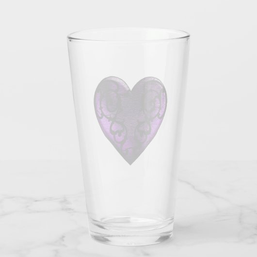 Filigree Gothic Paarse hart glas Cup (Achterkant)