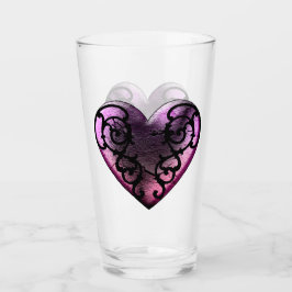 Filigree Gothic Pink Heart Glas