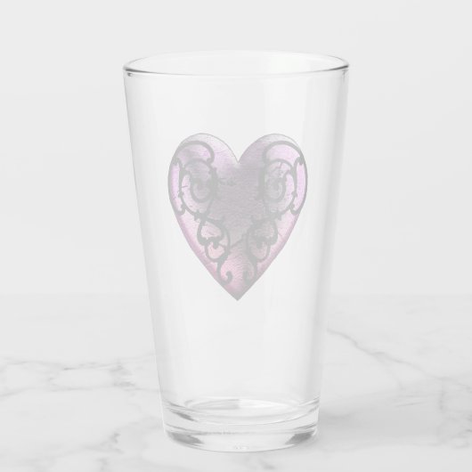 Filigree Gothic Pink Heart Glas (Achterkant)
