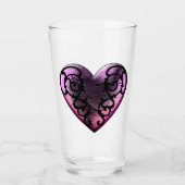 Filigree Gothic Pink Heart Glas (Voorkant)