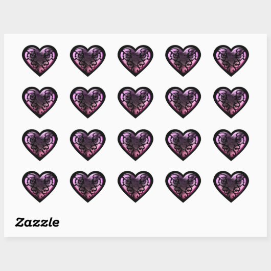 Filigree Gothic Pink Heart Hart Sticker (Vel)