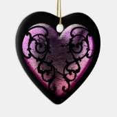 Filigree Gothic Pink Heart Keramisch Ornament (Rechts)