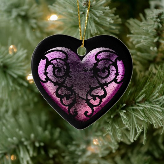 Filigree Gothic Pink Heart Keramisch Ornament (Boom)