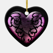 Filigree Gothic Pink Heart Keramisch Ornament (Voorkant)