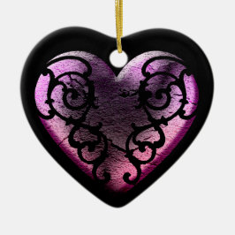Filigree Gothic Pink Heart Keramisch Ornament