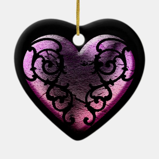 Filigree Gothic Pink Heart Keramisch Ornament (Achterkant)