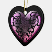 Filigree Gothic Pink Heart Keramisch Ornament (Links)