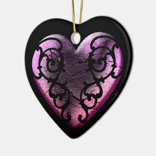 Filigree Gothic Pink Heart Keramisch Ornament (Links)