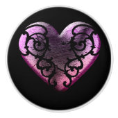 Filigree Gothic Pink Heart Keramische Knop (Voorkant)
