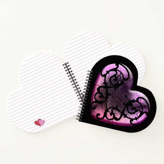 Filigree Gothic Pink Heart Notitieboek (Binnen)