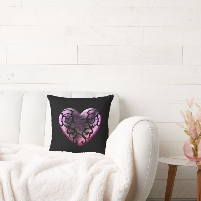 Filigree Gothic Pink Heart Sierkussen (Bank)