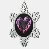Filigree Gothic Pink Heart Tin Sneeuwvlok Ornament (Rechts)