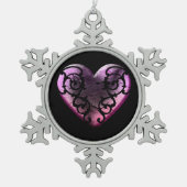 Filigree Gothic Pink Heart Tin Sneeuwvlok Ornament (Voorkant)