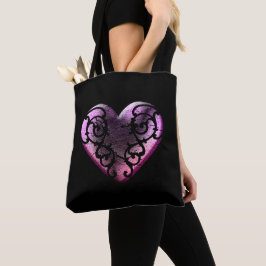 Filigree Gothic Pink Heart Tote Bag