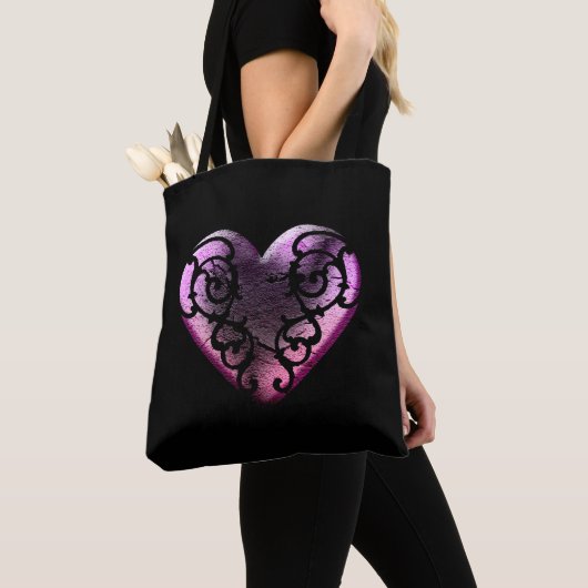 Filigree Gothic Pink Heart Tote Bag (Dichtbij)